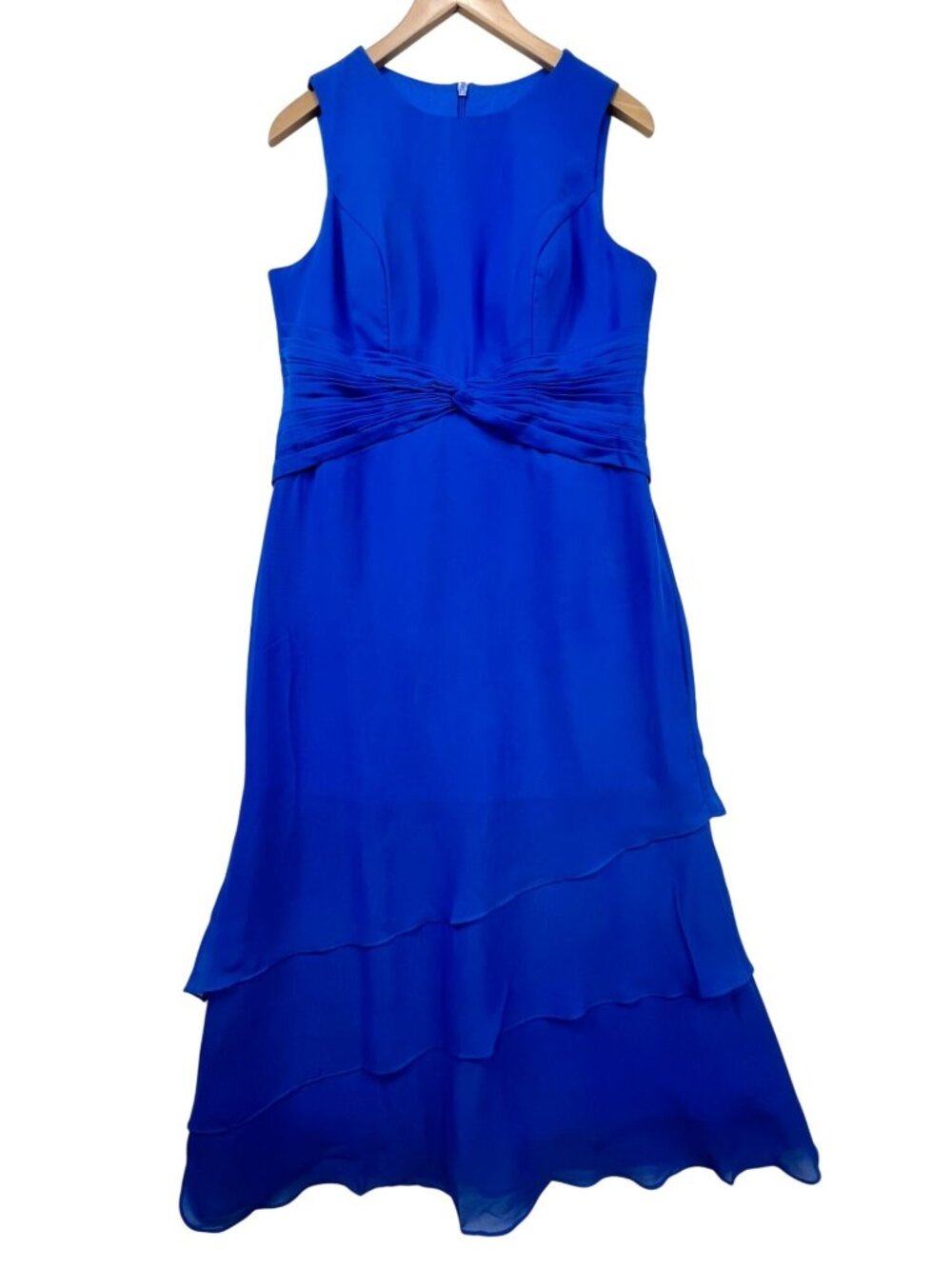 Lavetir Womens Sleeveless Tiered Chiffon Midi Formal Dress Size 12 Royal Blue - Picture 2 of 13